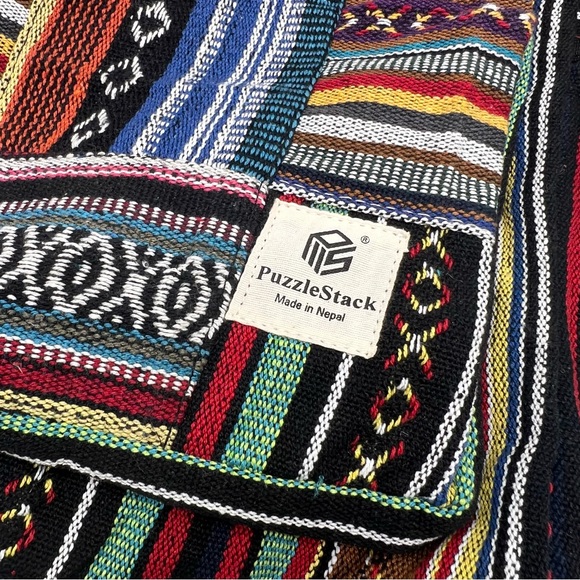 Bohemian Style Multi Colored Cotton Backpack Medium Size - Picture 9 of 12